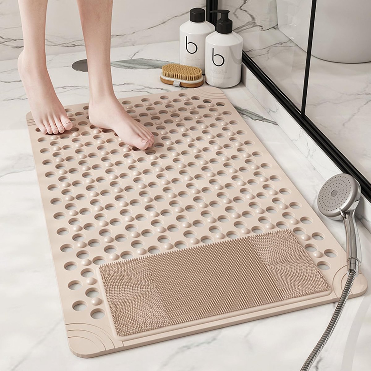 Antislip Badmat - Zacht Douchemateriaal met Afvoergat - Voetmassage en Comfortabel in Badkamer - SnelShoppen