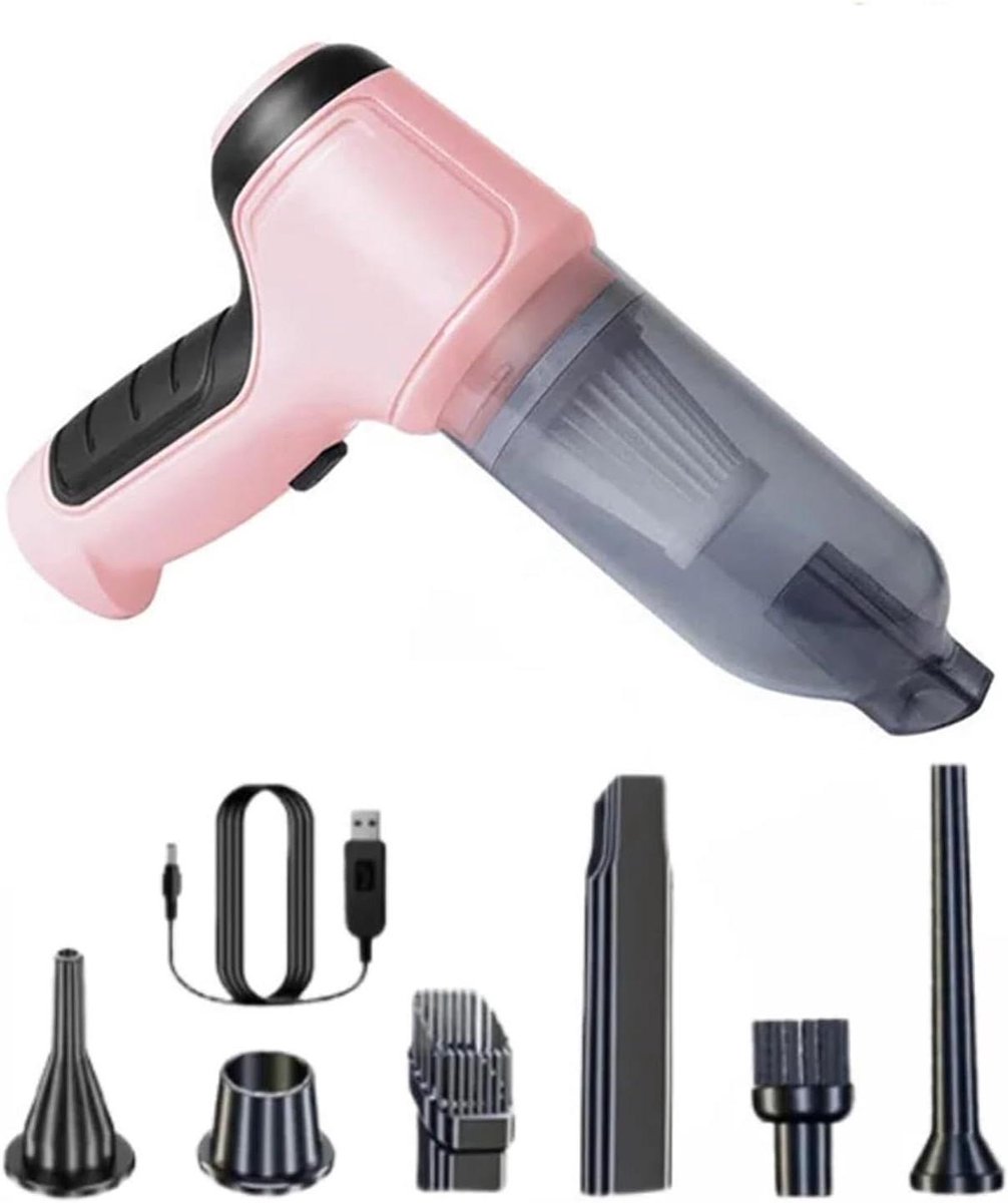 Draagbare Stofzuiger - Handstofzuiger Mini Kruimeldief - Auto Interieur Reinigen - 95000PA Sterke Zuigkracht - 21x16x6.5 cm - Roze