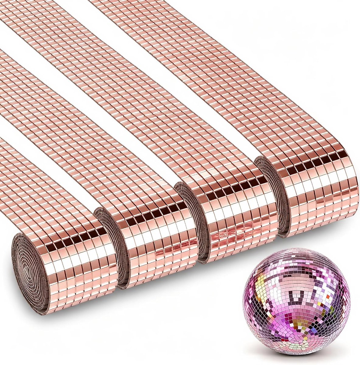 Zelfklevende mozaïektegels 6400 stukjes - spiegelglas 5x5 mm - 4 rollen voor discoballen - SnelShoppen