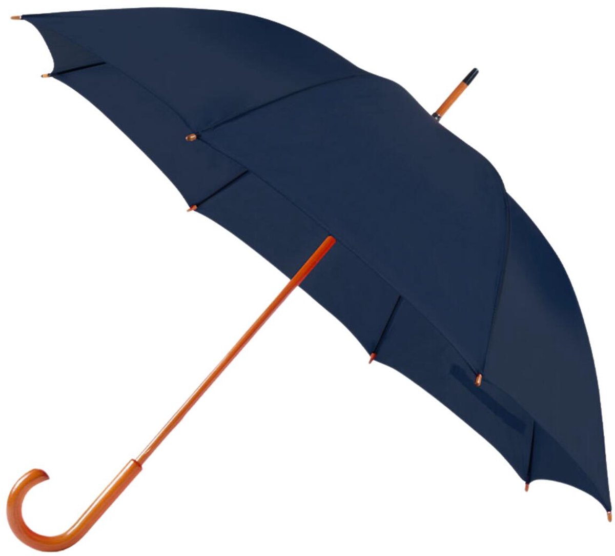Bellatio Design Paraplu Dryfeet - donkerblauw - dia 105 cm - 85 cm lang - 8 panels - regen - polyester/hout - Classic model