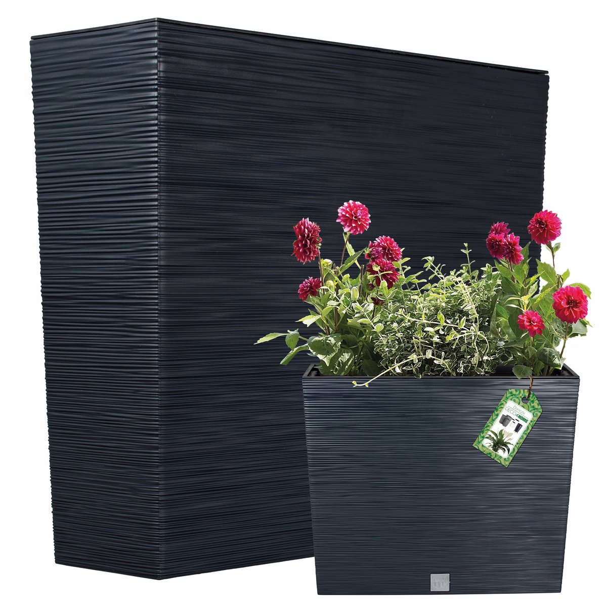 Hoge Antraciet Terraspot 50x58cm met Watergeefinzet