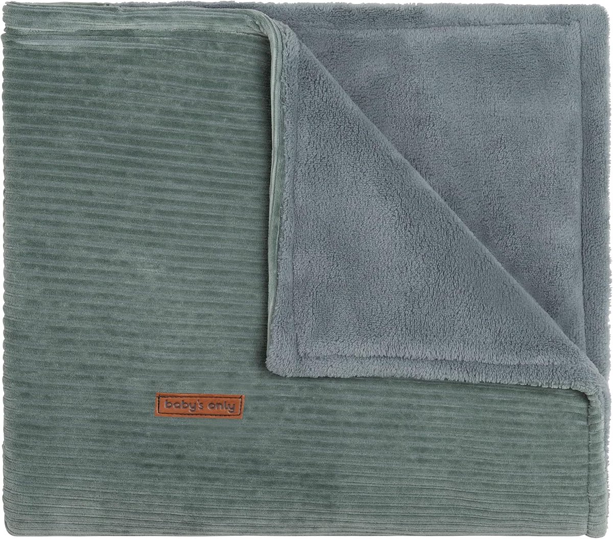 SnelShoppen - Babydeken Teddy - Zachte babydeken Sense - 70x95cm - Zeegroen - Ribcorduroy stof - Perfect voor jongens en meisjes - Herfst & winter dek