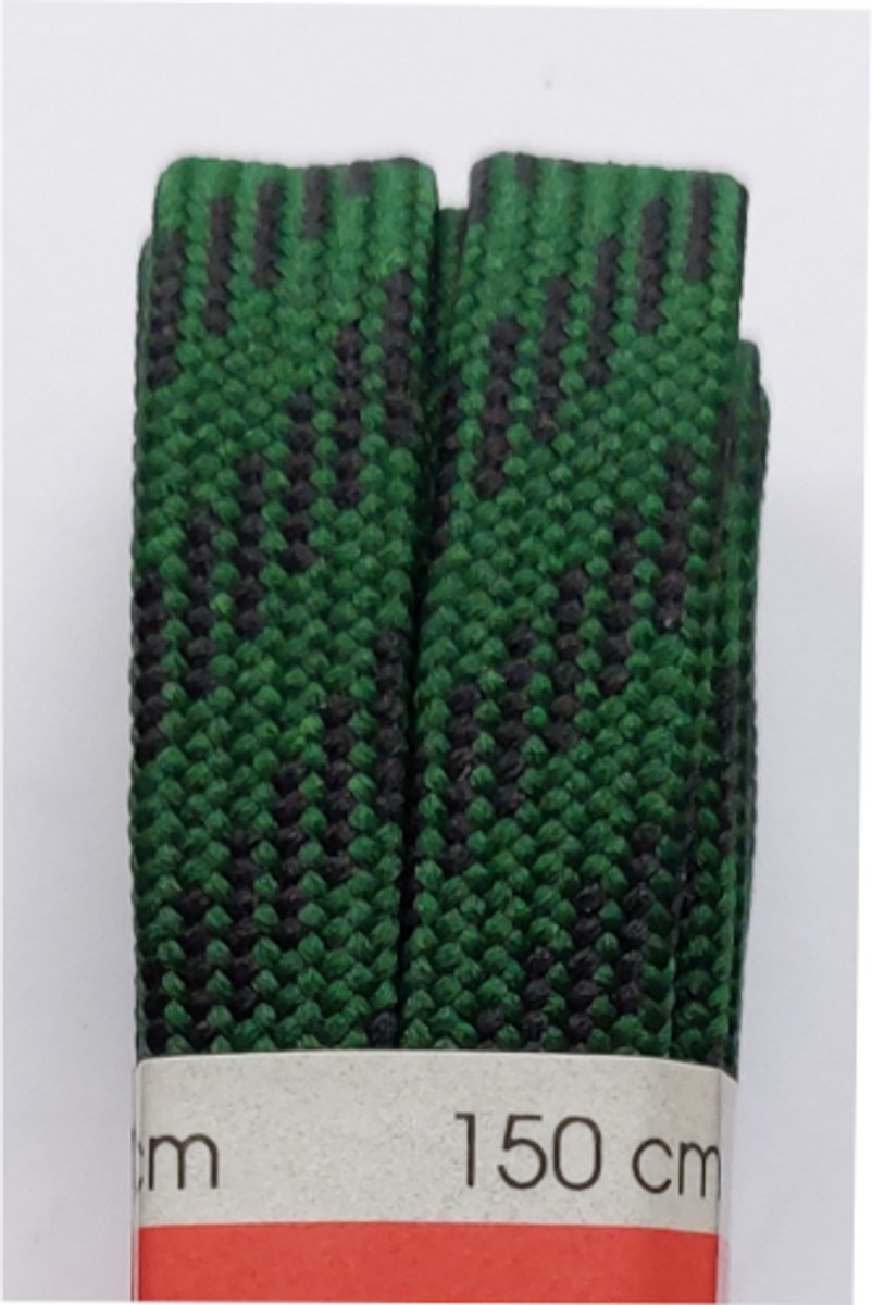 Ronilux Veter - Zwart/Groen - Plat - Lengte 150 cm - Breedte 10 mm - Bergschoen - Wandelschoen - Schoenveter