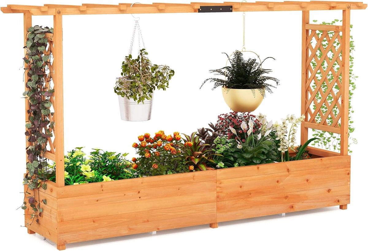 Verhoogde Houten Bloembak voor Tuin, Terras en Balkon