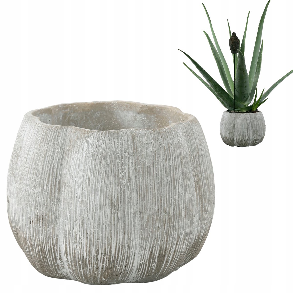 Betonnen Pompoen Pot - Grijs - 15cm - Decoratie voor Binnen
