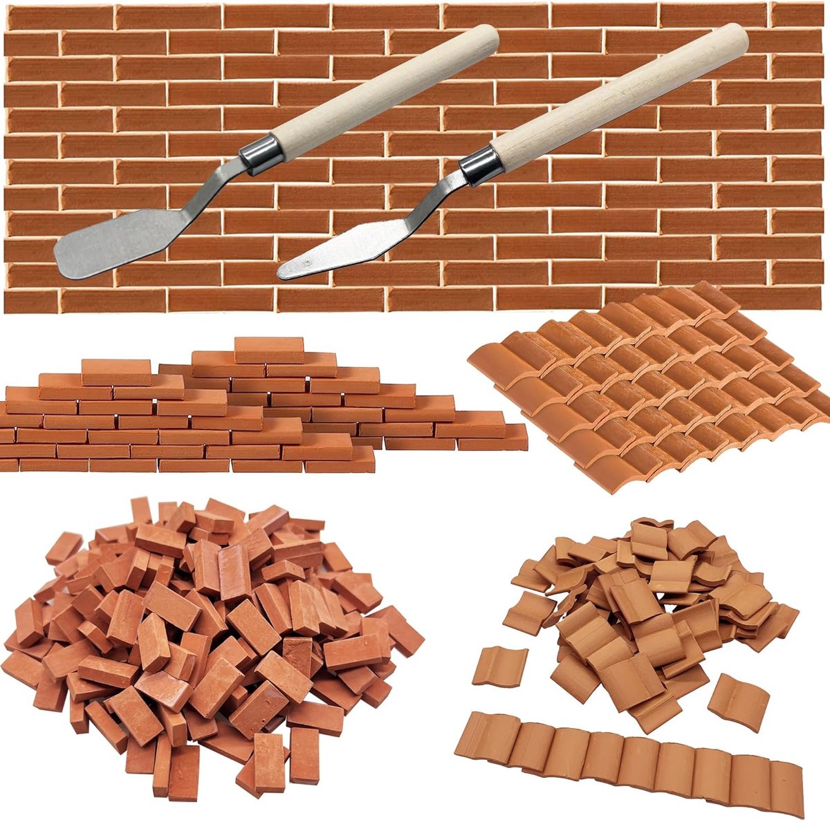 Miniatuurstenen set 250 stuks - grijze mini bakstenen - met schraper - ideaal voor modelbouw en tuinaccessoires - ShopVlot