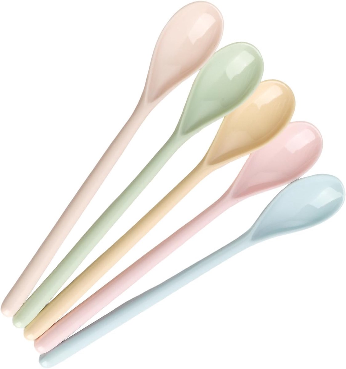 Plastic lepelset 5 stuks - Porseleinlook - Drupvrije design - Ideaal voor yoghurt en ijs - ShopVlot