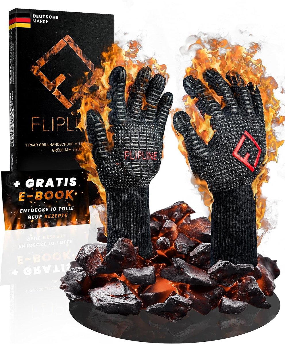 Barbecue handschoenen M - hittebestendig - premium aramidevezels - bescherming tot 500°C - ShopVlot
