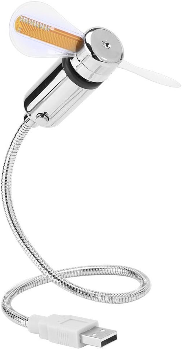 USB Mini Ventilator met LED en Flexibele Nek - Zacht Ventilatorblad - Programmeerbare Berichtweergave - ShopVlot