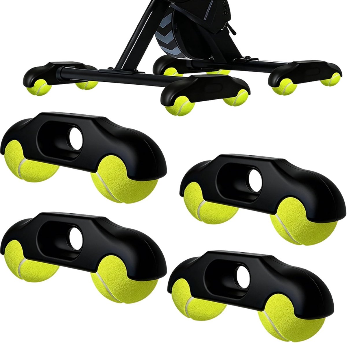 4 stuks Rocker Plate Feet, Indoor Cycling Snap Rocker Feet Adapter, Wipplaten Fietstrainer Draagbare Fietstrainer Tennisballen Voetadapter, voor Wahoo Kickr Core Rollentrainer, met 8 tennisballen