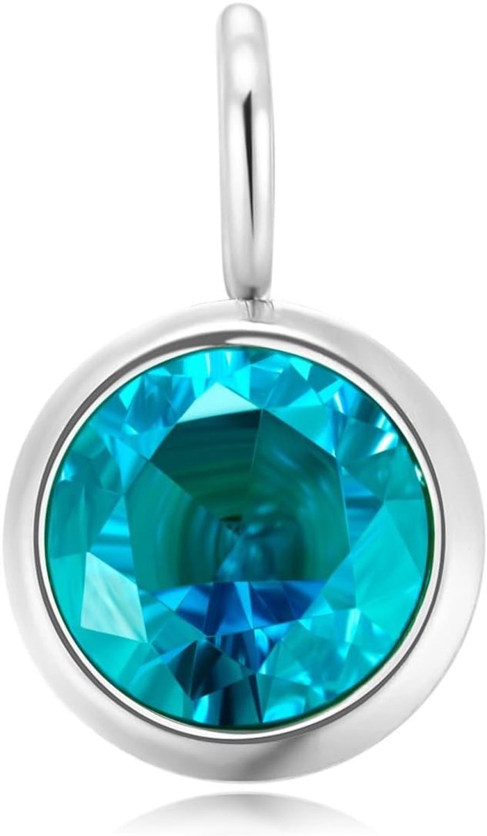 Set van ketting en hanger met zirkonia, die de maanden van het jaar weergeven, van 316L roestvrij staal, halsketting van chirurgisch staal met 18-karaats zilveren of gouden coating.