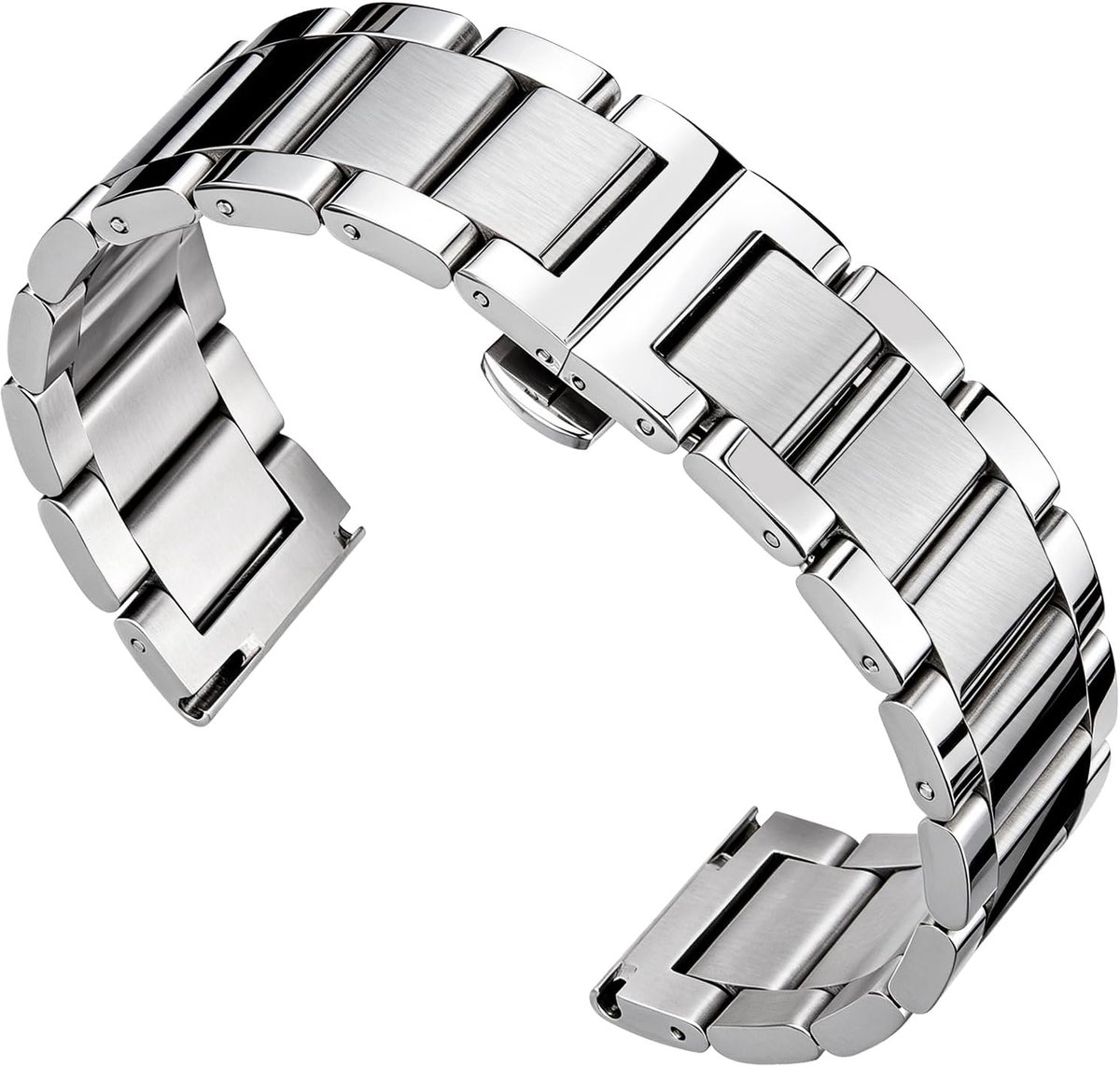 Horlogeband van Roestvrij Staal Vervangende Gepolijste Metalen Horlogebanden Mat Geborstelde Metalen Band Voor Heren en Dames 16/18/20/21/22/23/24/26mm