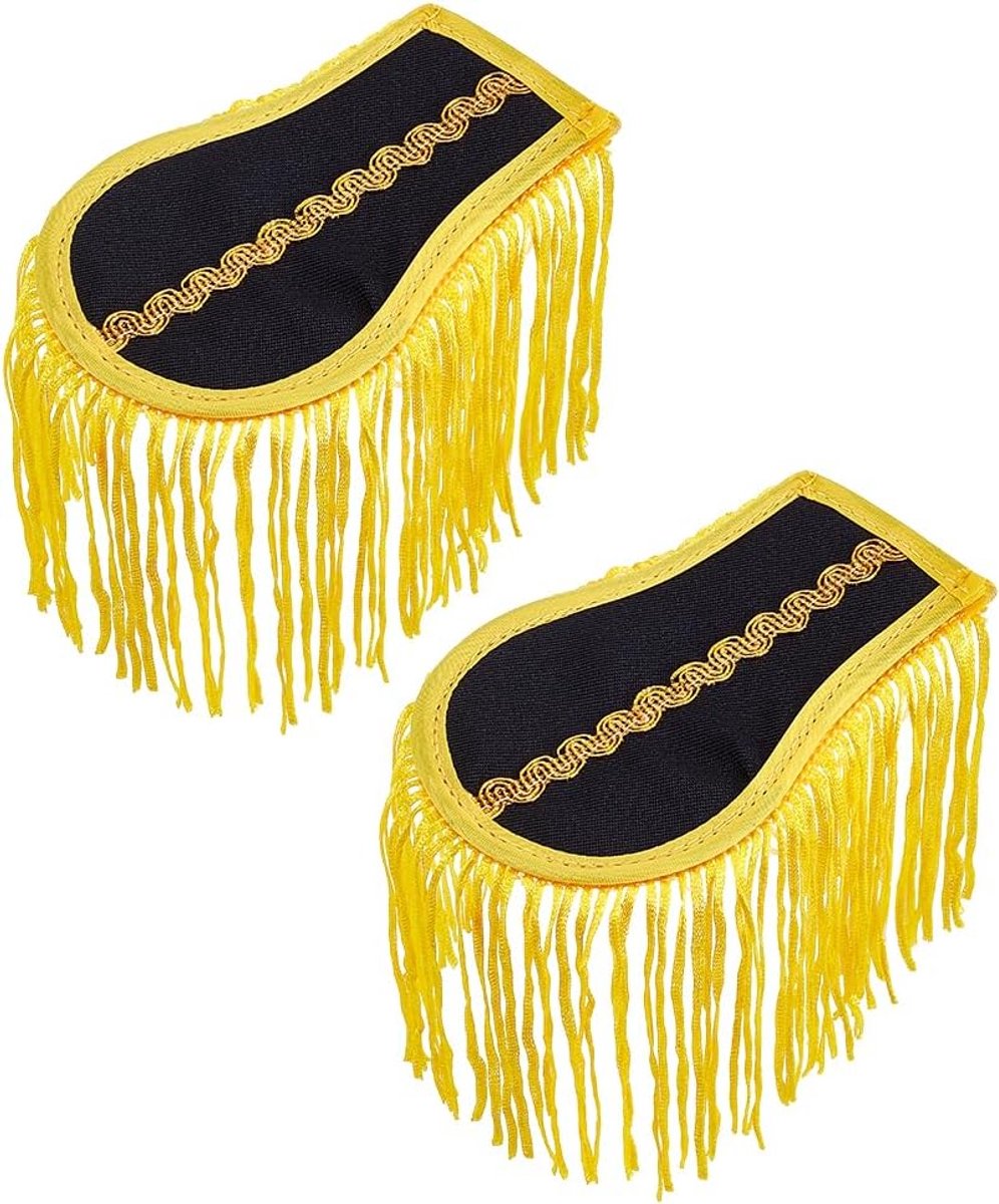 1 Paar Franje Epauletten 4.7 "× 3.38 "Ceremoniële Kwastje Epauletten Afneembare Schouder Broche Met Pins Zwarte Fringe Boards Epaulet School Band Epaulet Voor Doek Jas Uniform Accessoires