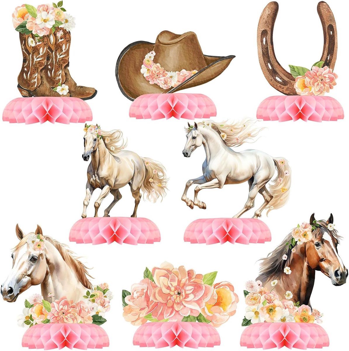 Paard Feest Tafeldecoratie Set - Paard Honingraat Meisje Verjaardag Versieringen En Paard Tafeldecoraties Voor Kinderen Paard Thema Verjaardag En Baby