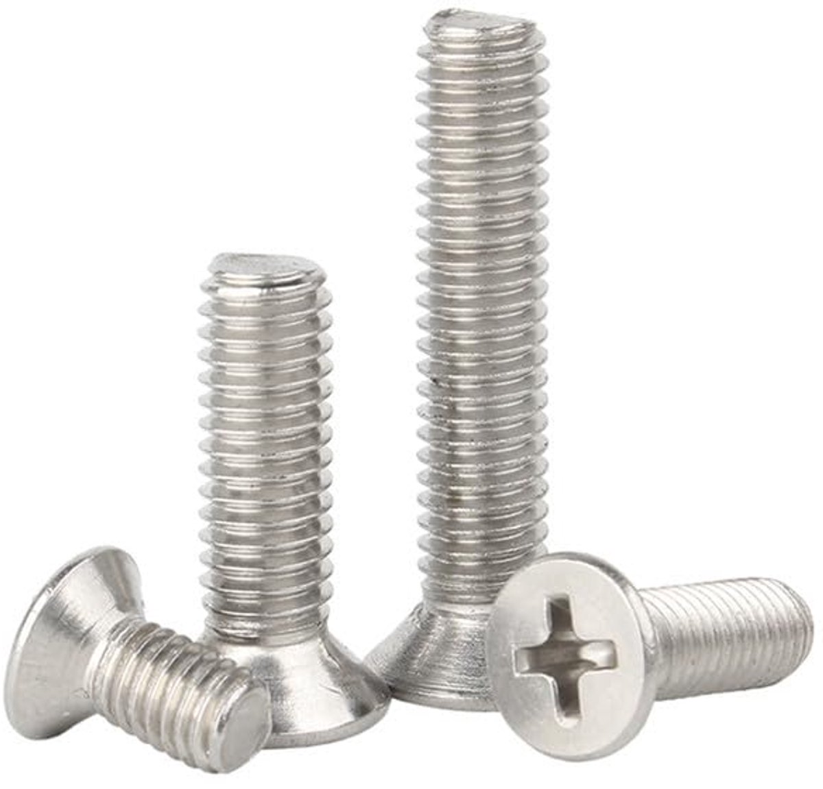 x 8mm 50 Pcs Kruiskop Bouten met verzonken kop Roestvrij staal 304 Platte kop Bouten Machine schroeven Metriek Bevestigingen