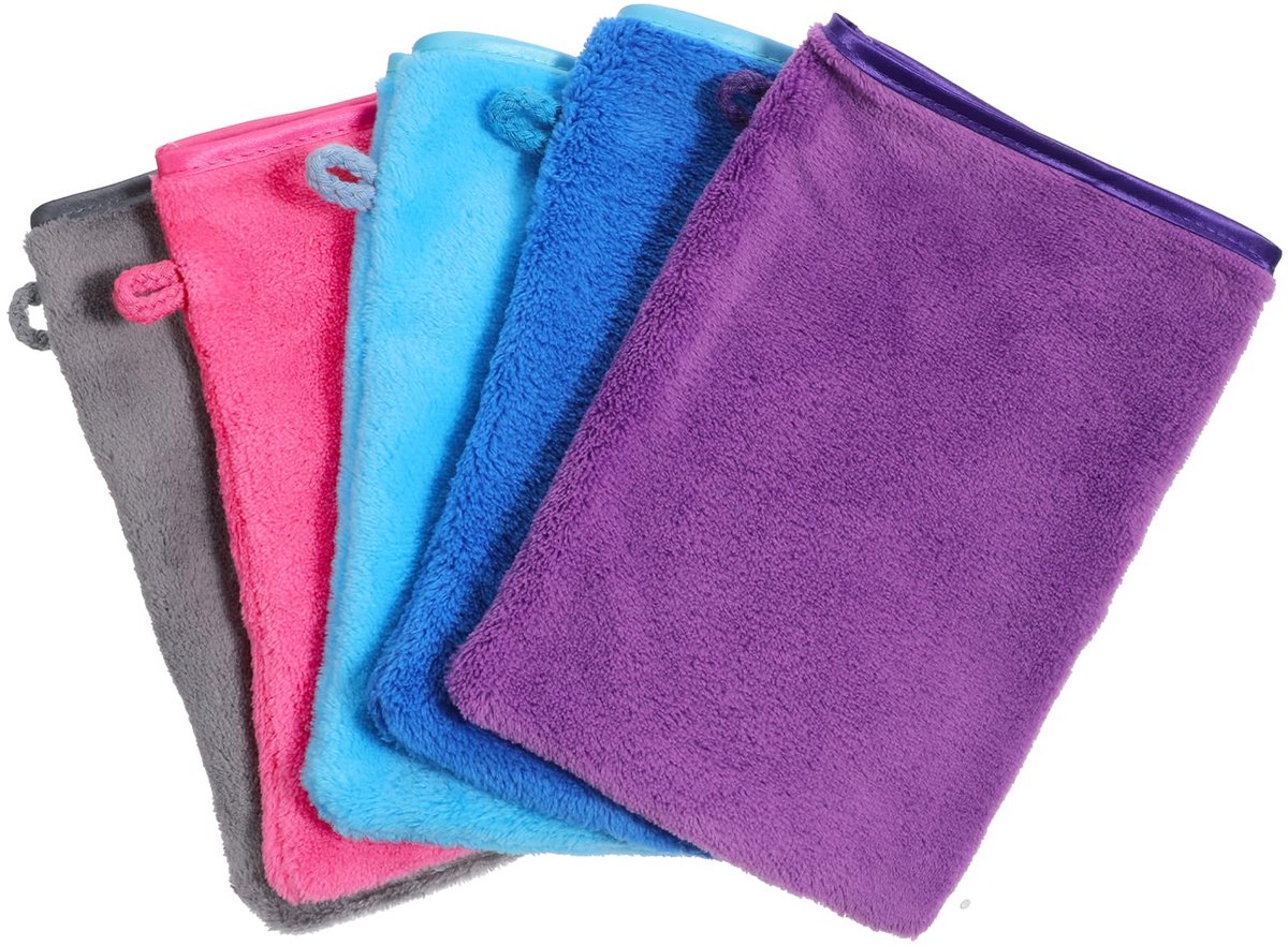 Washandjes microvezel 20 x 15 cm - 5 stuks - sterke waterabsorptie - ideaal voor gezichtsverzorging - SnelShoppen