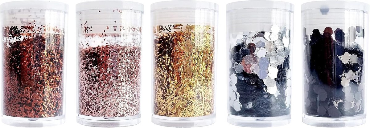 - Chunky Glitter voor knutselprojecten en doe-het-zelf - 5 flessen x 4 g = 20 g - Glam Theme
