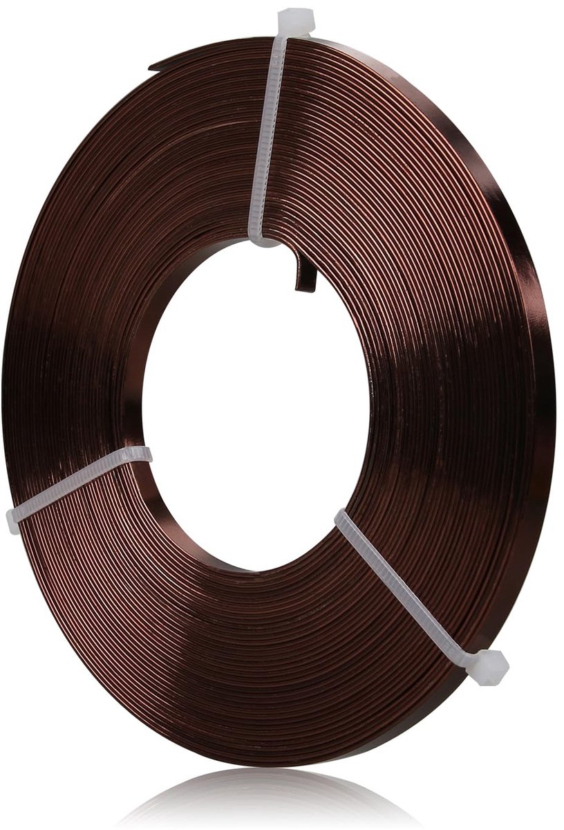 Draad, 5 x 1 mm zachte en flexibele aluminium platte draad voor knutselen, voor het maken van sieraden, modelleren, stenen zetten en doe-het-zelf-projecten (bruin)