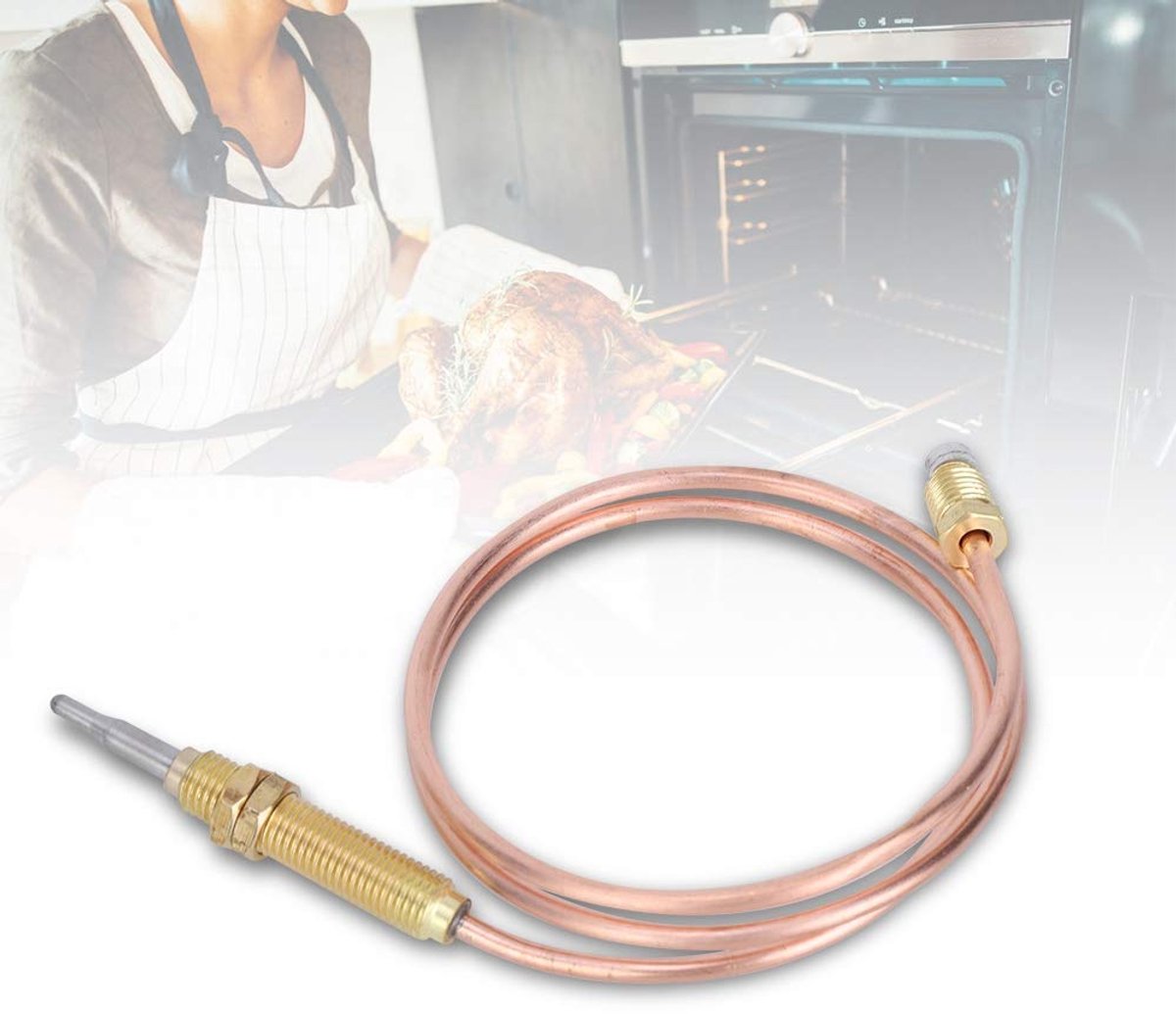 Thermoelement,Thermokoppel voor Gashaard Universele Gas Thermokoppel Sensor M8 Schroefdraadverwarming voor Haardbarbecue-accessoires（600mm）