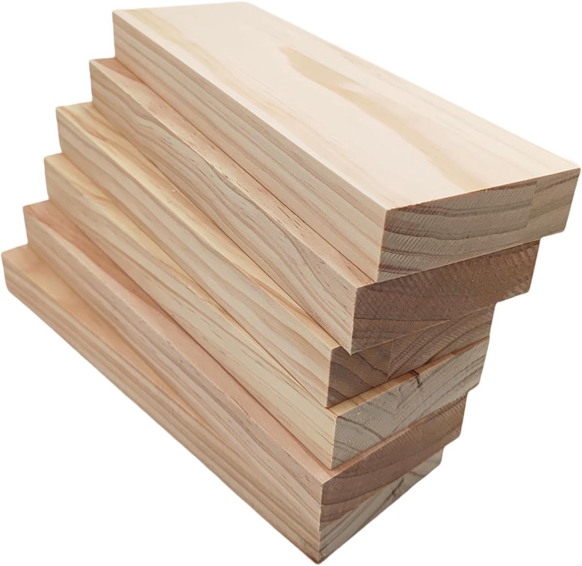 Onafgewerkte houtblokken, 25 x 8 x 2,5 cm, blanco houten knutselblokken voor snijden, schilderen en branden