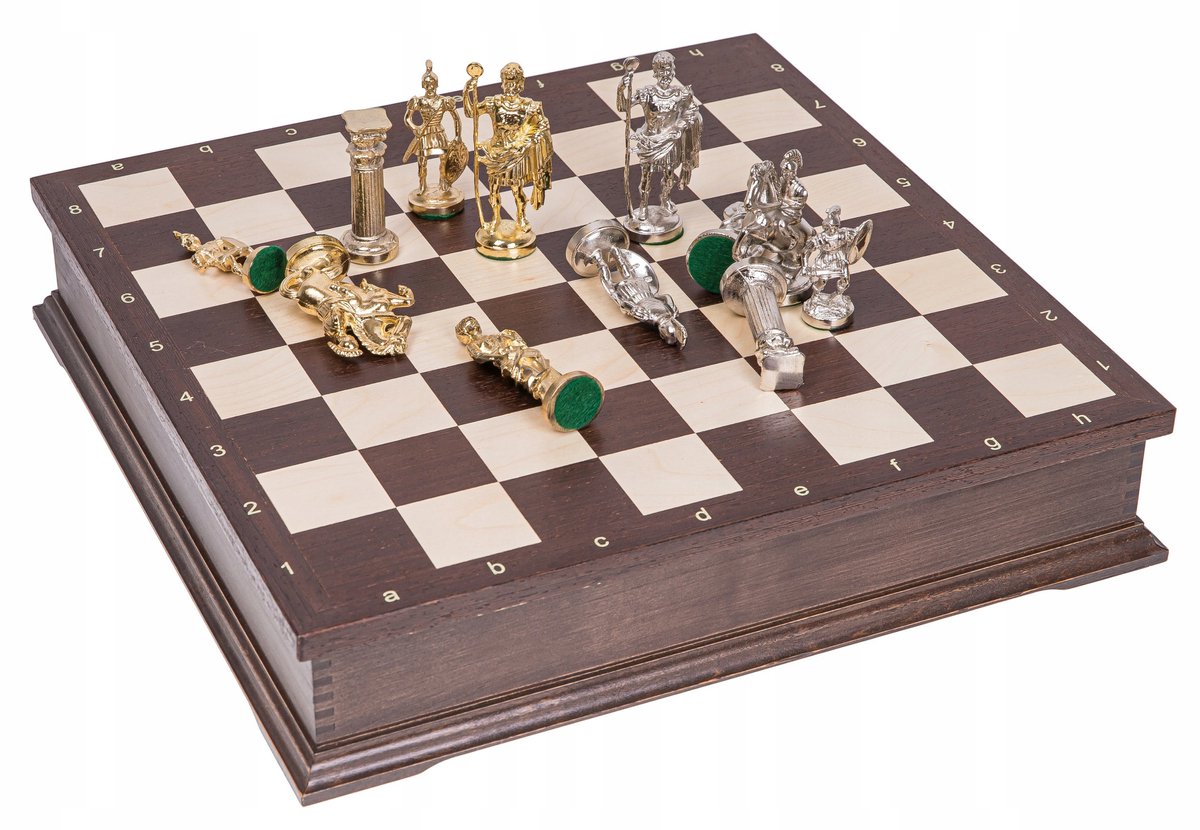 Premium Metal Romeinse Schaken Houten Wenge Bord