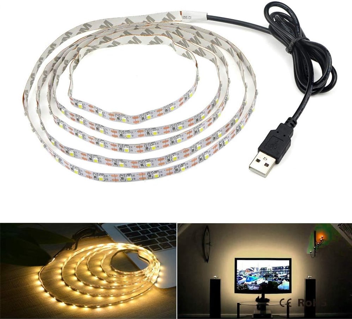LED Lichtstrip 5V - SMD 3528 - USB TV Achterverlichting - Creëer sfeervolle ambiance - ShopVlot