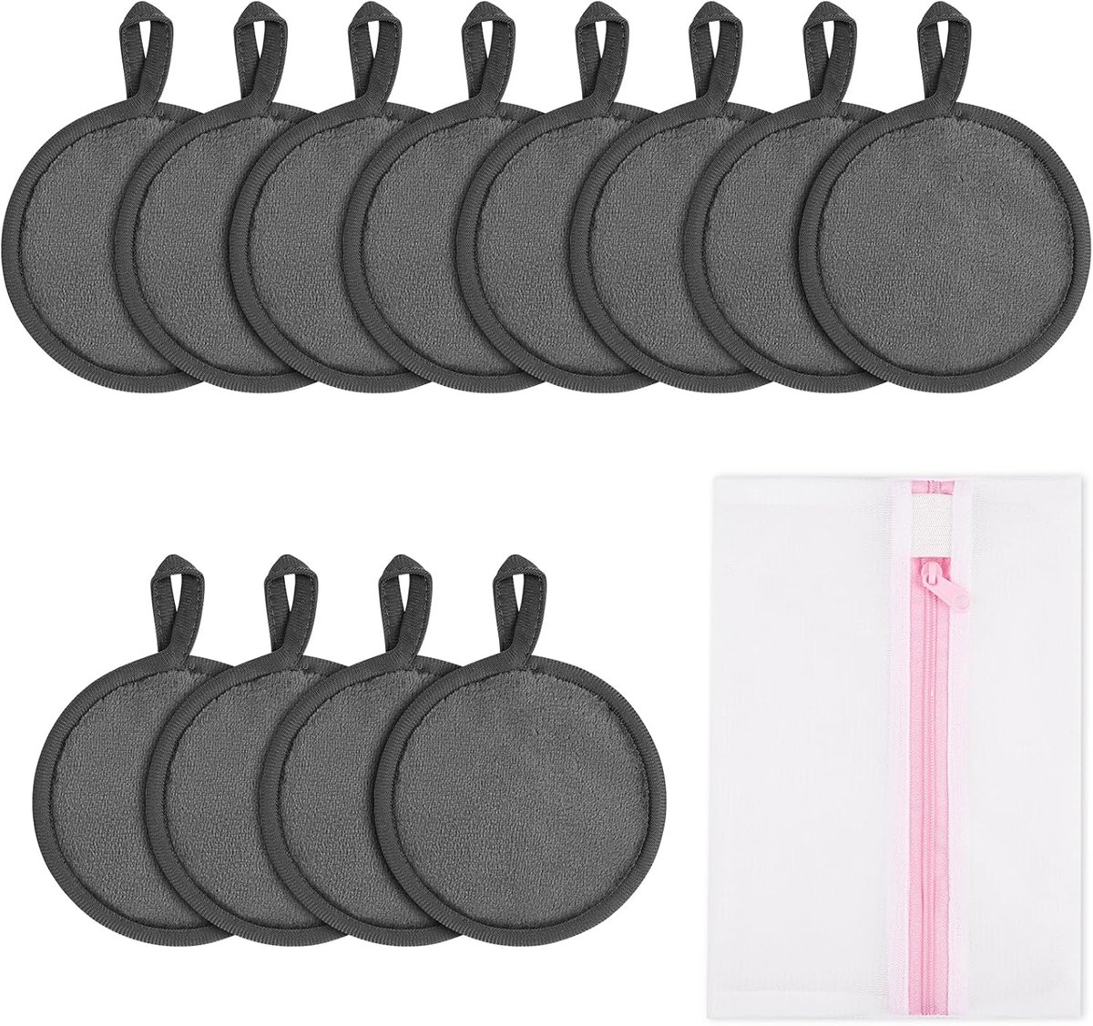 Make-up verwijderpads 12 stuks - herbruikbaar katoen - hypoallergeen - ideaal voor alle huidtypes - SnelShoppen