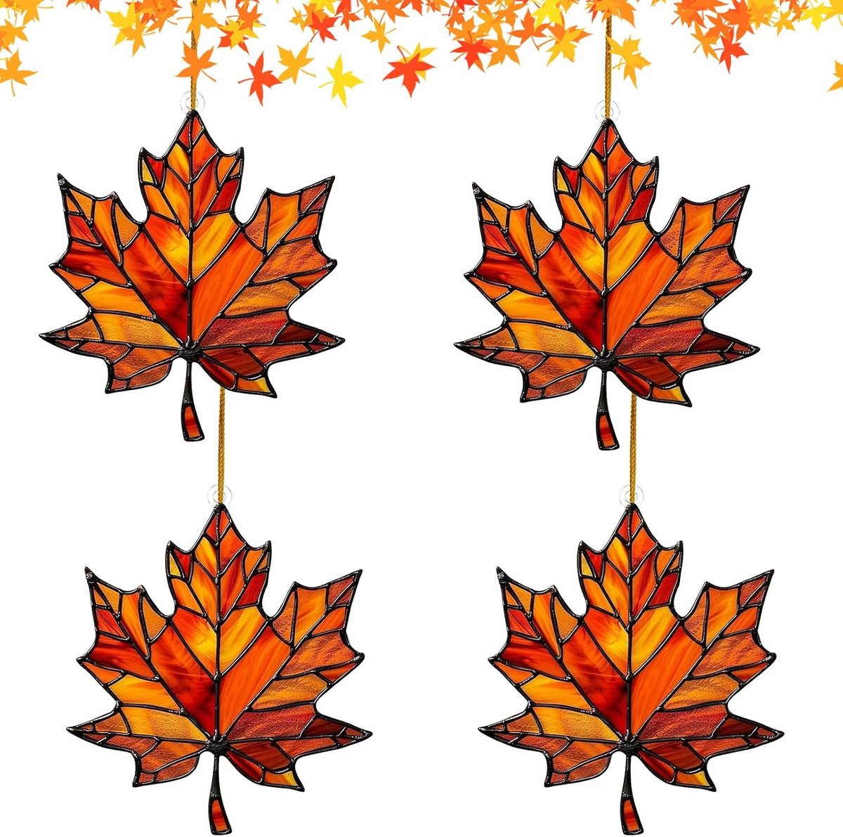 esdoornblad ornament - 2 stuks - acryl - hangend herfstdecoratie - SnelShoppen