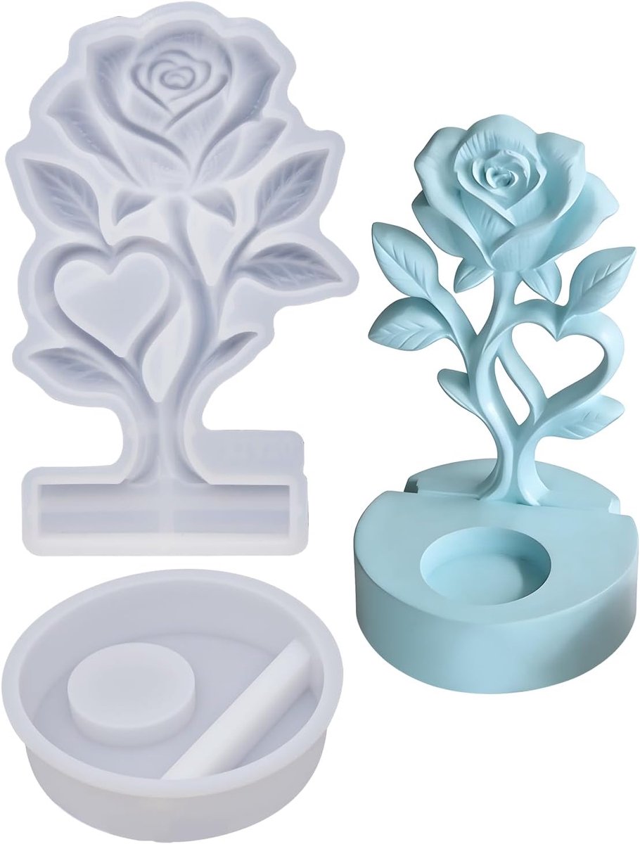 Siliconen gietvormen rozen - 3D roos met sokkel - realistische textuur - ideaal voor zelfgemaakte decoraties - SnelShoppen