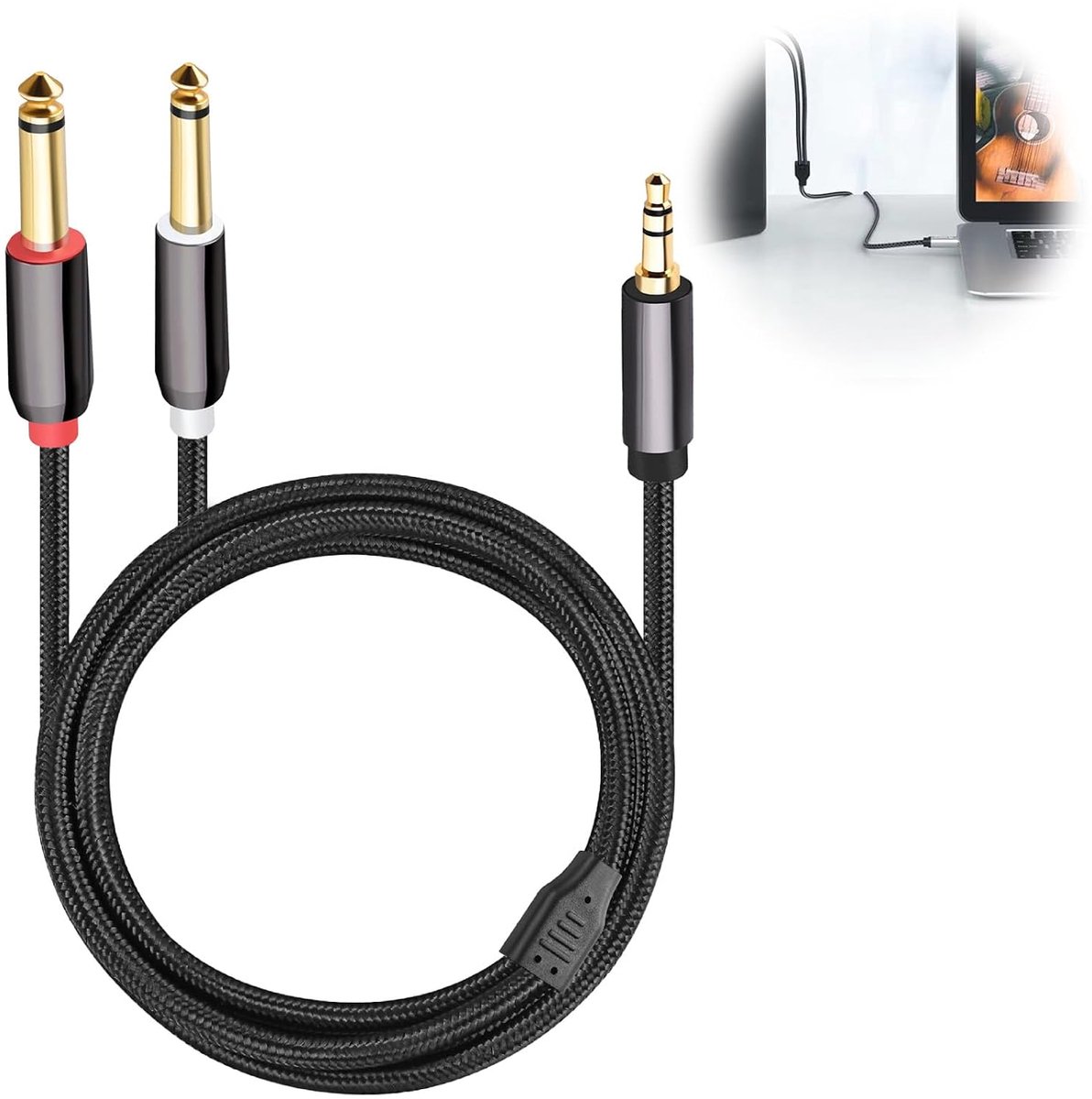 Audio splitter kabel 0.3cm naar dual 6.3mm - mono en stereo jack - stabiele geluidskwaliteit - SnelShoppen