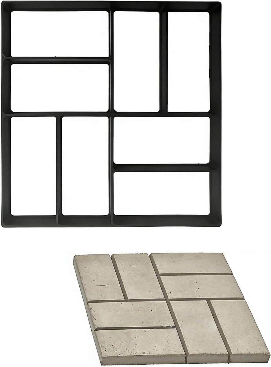 Betonnen Pad Maker - Stapsteen mal Bestrating - Tuinpaden Aanleggen - Kruisvorm Patroon - 40x40x4 cm - Zwart