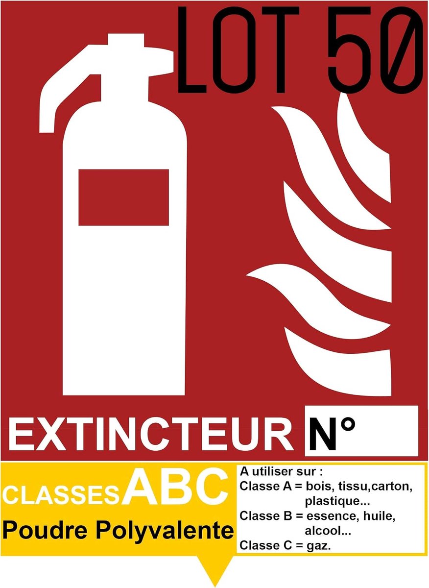 Poederblusser label 150 x 200 mm - zelfklevend vinyl - waterbestendig - ideaal voor veiligheid - ShopVlot