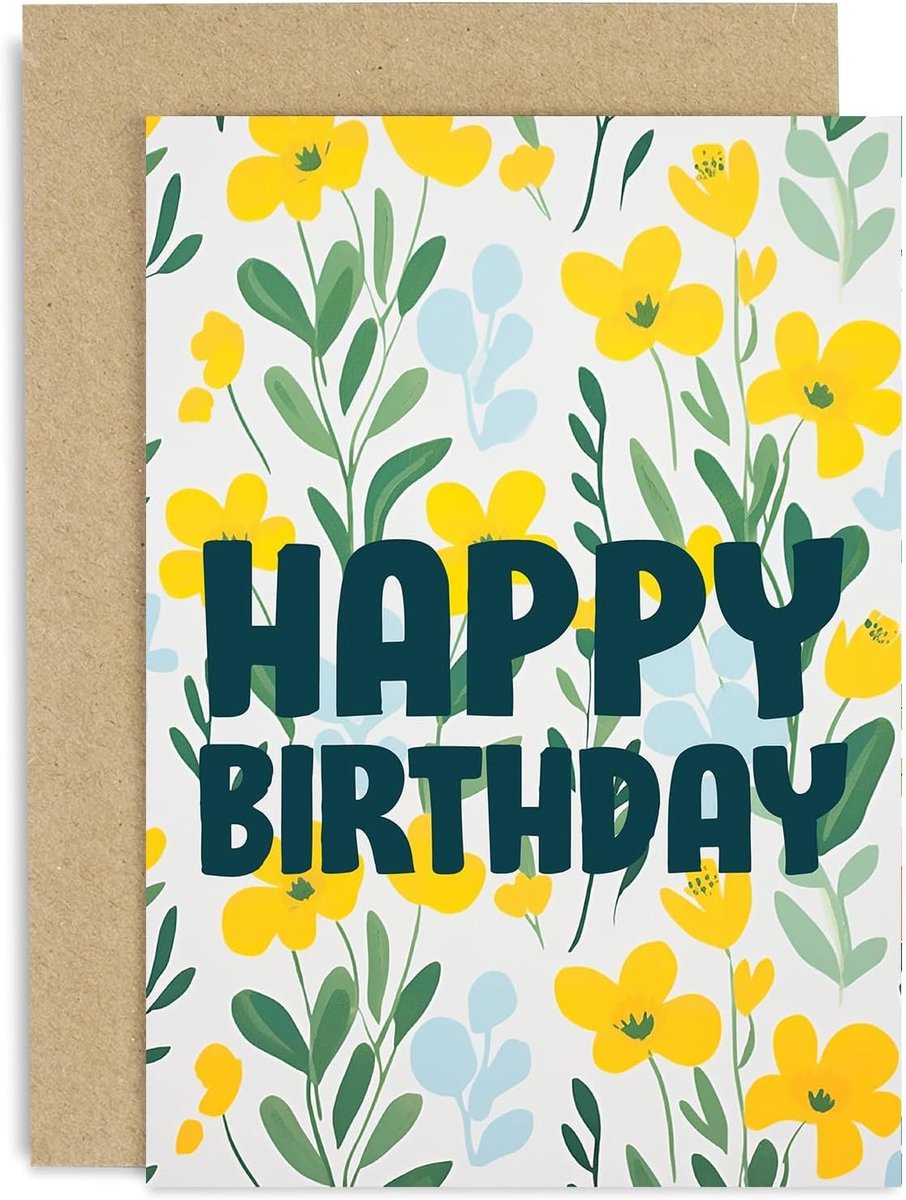 Verjaardagskaart voor haar - kleurrijke gele bloemen - stijlvol ontwerp - perfect voor vriendinnen - ShopVlot