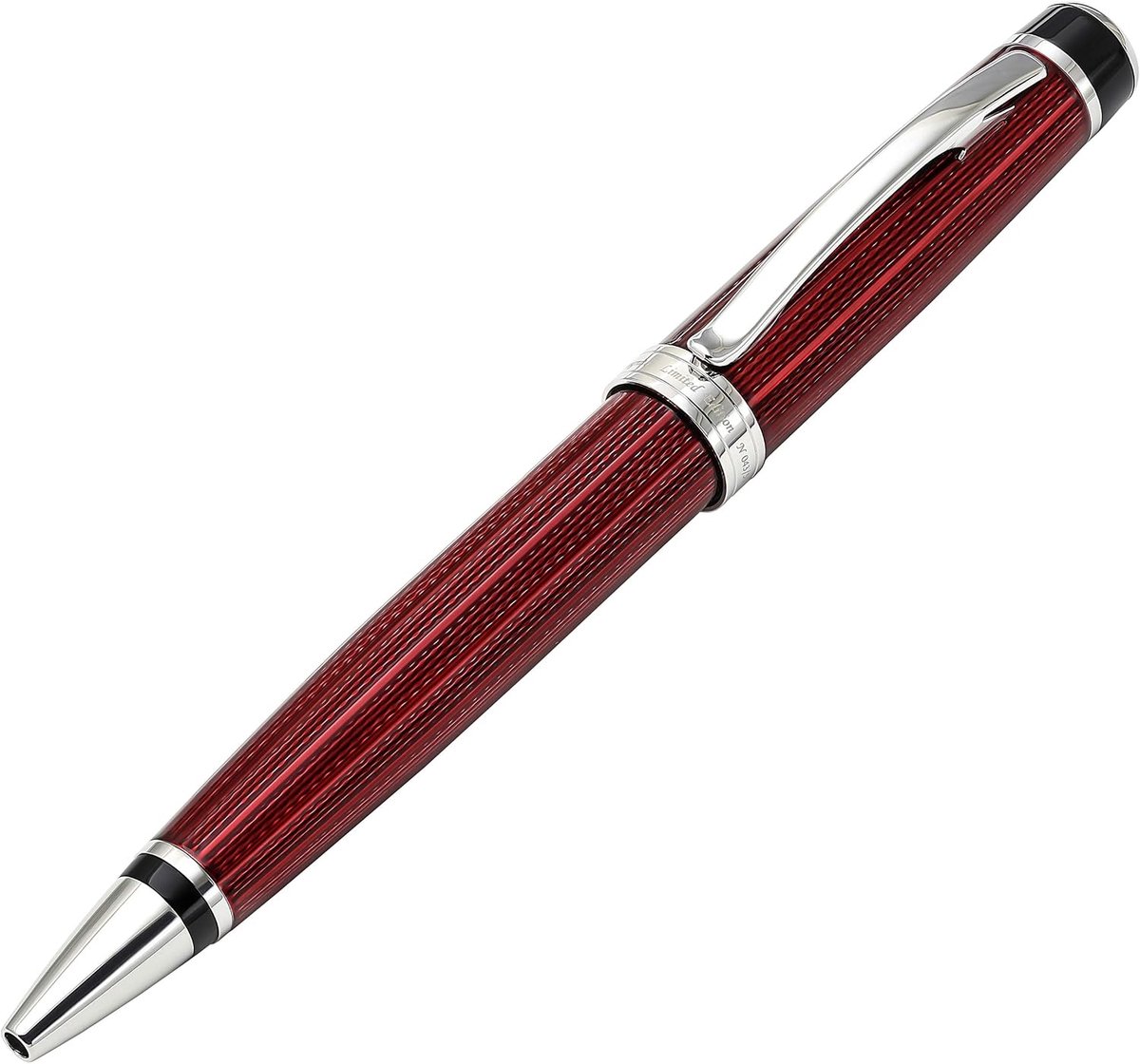 Ballpoint pen medium tip - bordeaux rode lak - pure platina afwerking - elegant schrijven - ShopVlot