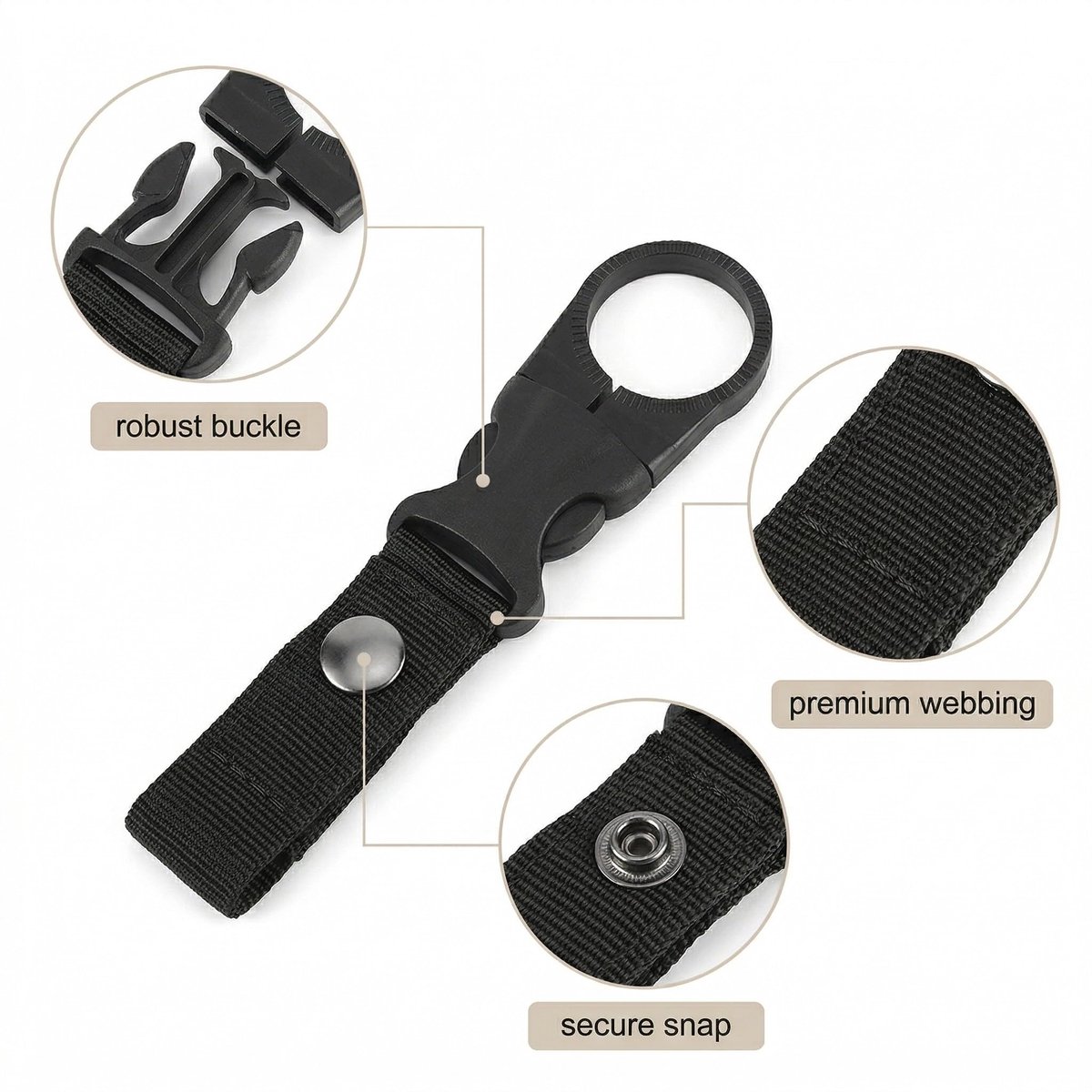 Flessenhouder 2 stuks - karabijnhaak - flessenclip voor riem en rugzak - veilig en praktisch voor outdoor - ShopVlot