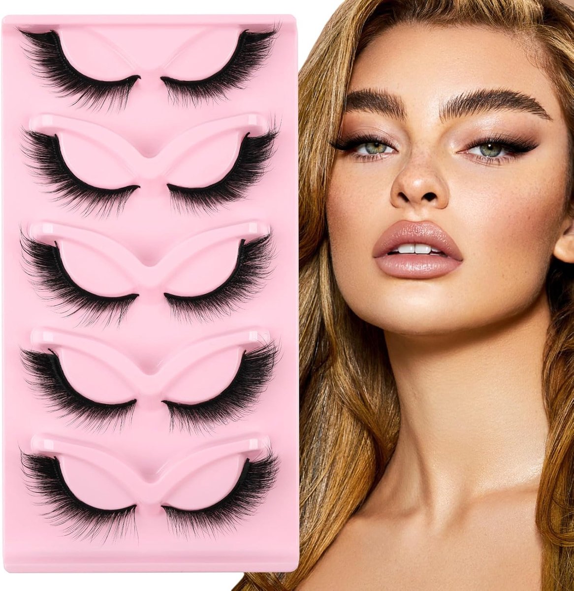 Valse Wimpers Fluffy - Natuurlijke Fox Cat Eye - 5 Paar Kunstzijde - Herbruikbaar en Langdurig - ShopVlot