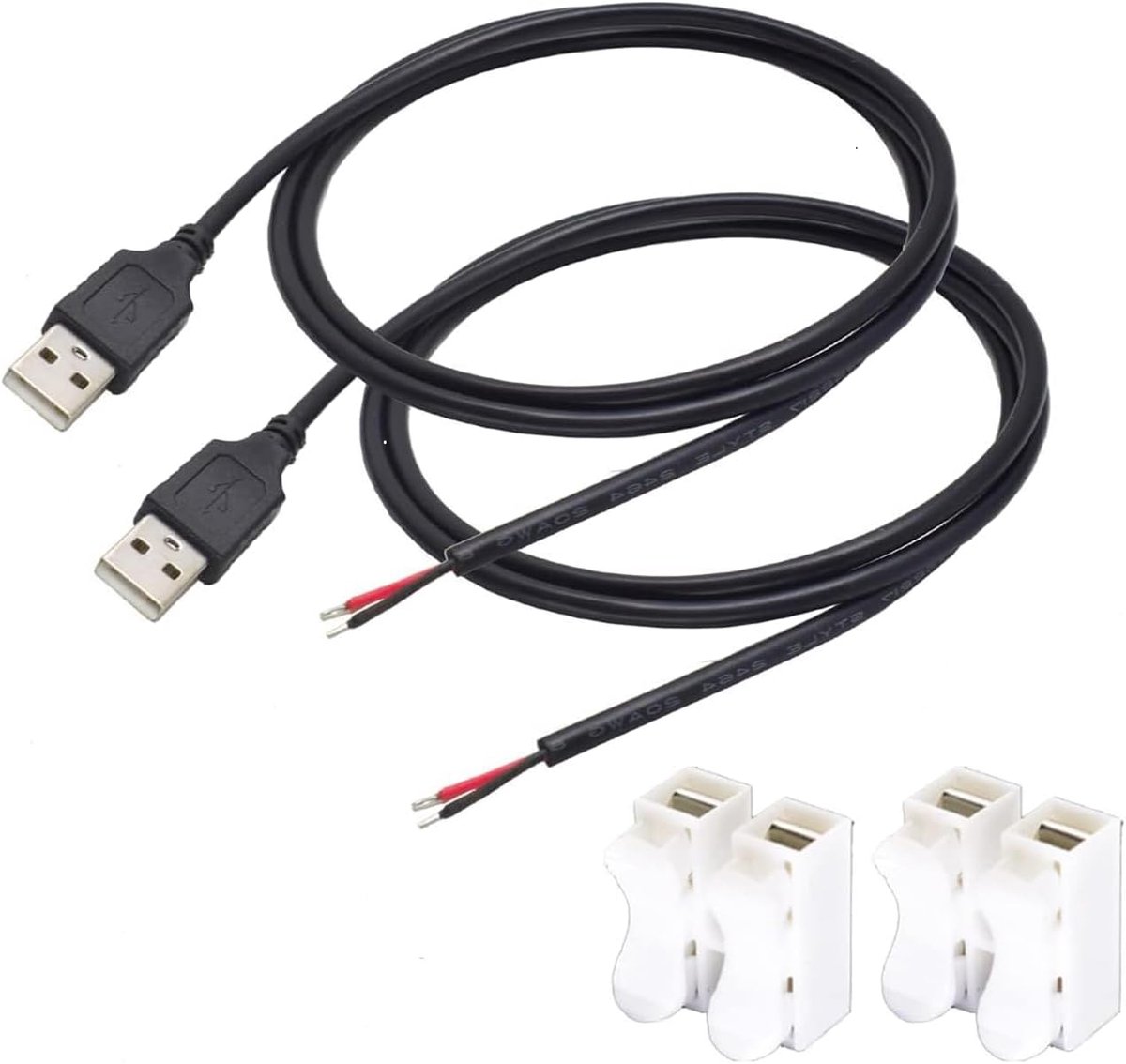 USB 2.0 kabel 1m - Pigtail met open einde - 2 pin kabel voor DIY projecten - Flexibel aansluiten - ShopVlot