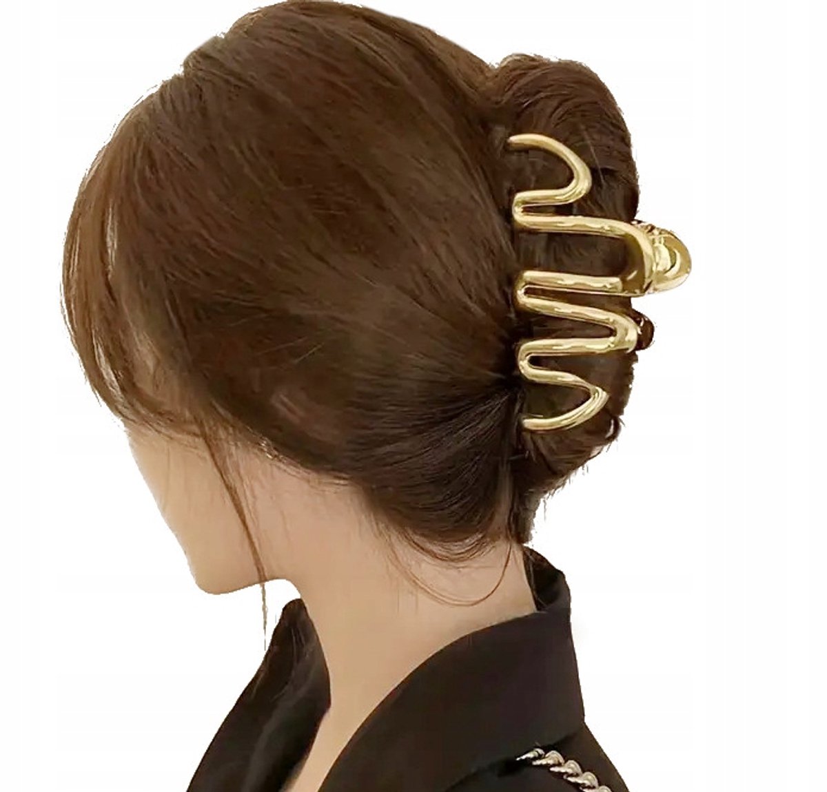 Grote Gouden Metalen Haarclip 10 cm Golvend - Stijlvolle Accessoire