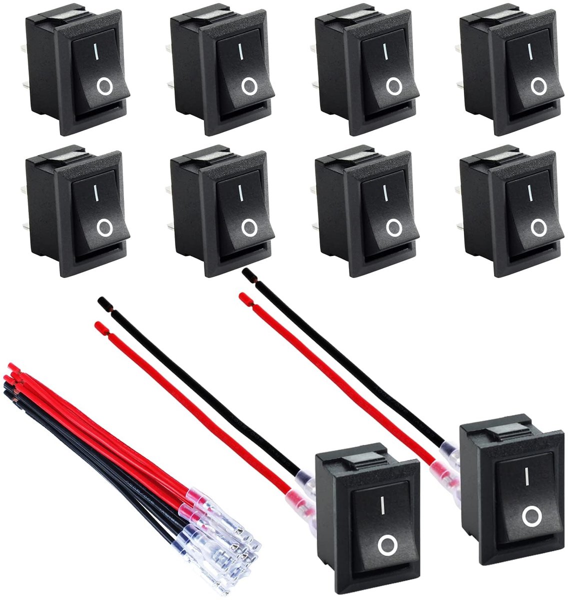 Tuimelschakelaar 10 stuks - mini-vierkant zwart - 2-pins SPST ON/OFF - voor auto en huishoudelijke apparaten - ShopVlot