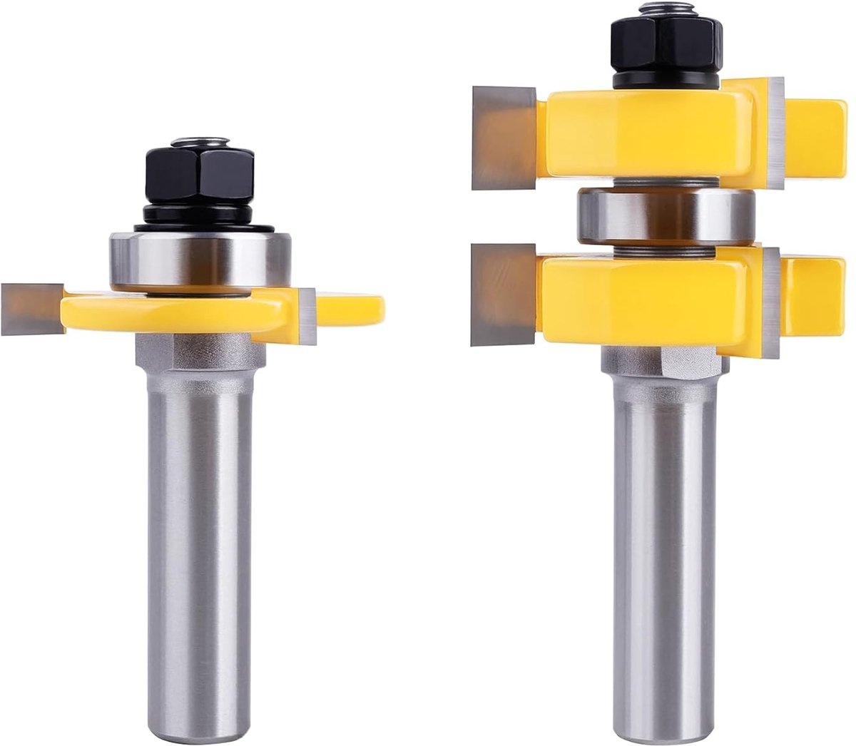 Freesset 2-delig 12,6 mm schacht - T-vormig - YG8X-hardmetaal - Voor het maken van kastdeuren - ShopVlot