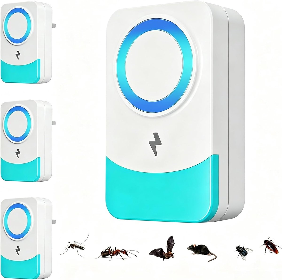 Ultrasone ongediertebestrijder 4 stuks - geruisloos - elektronische muizenverjager - bescherming tegen insecten - ShopVlot