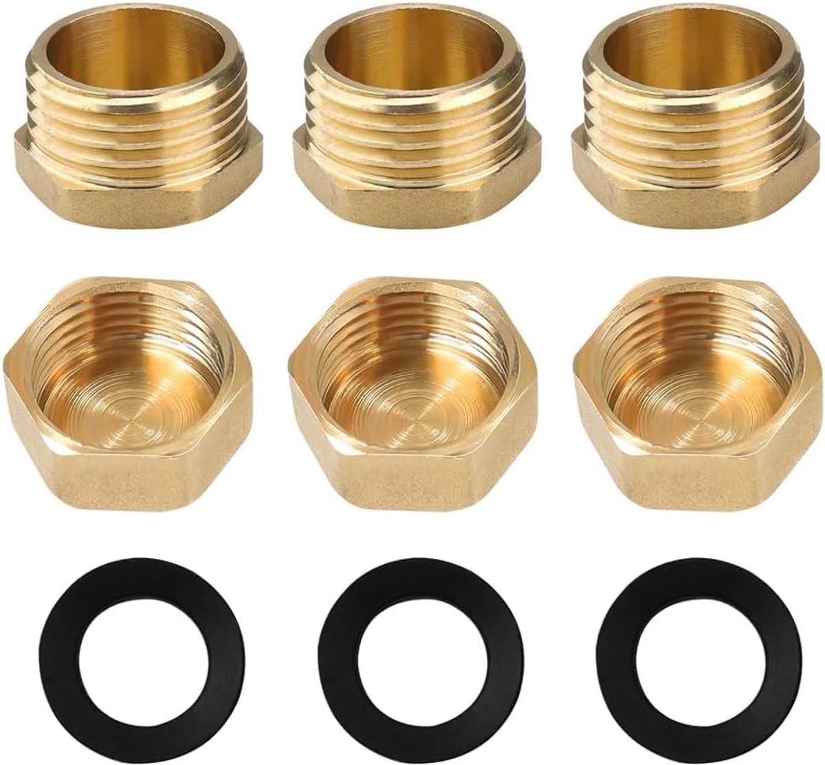 Blindstoppers 1/2 inch - messing met rubberen afdichtingen - 6 stuks - ideaal voor waterleidingen - ShopVlot