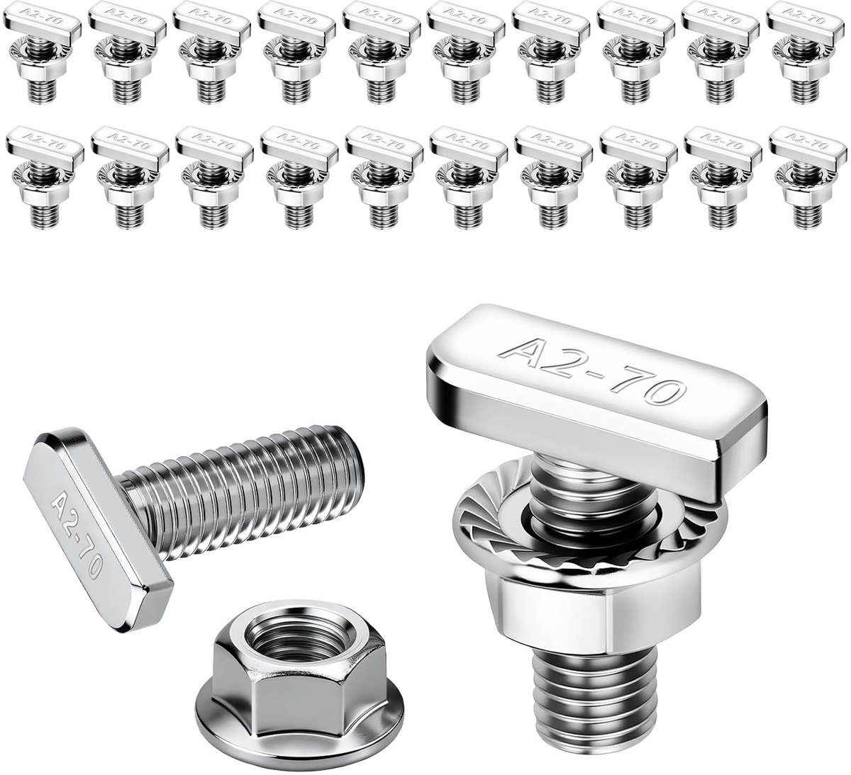 Hamerkopschroeven M8 x 30 mm - roestvrij staal A2-70 - met borgmoeren - ideaal voor zonne-installaties - ShopVlot
