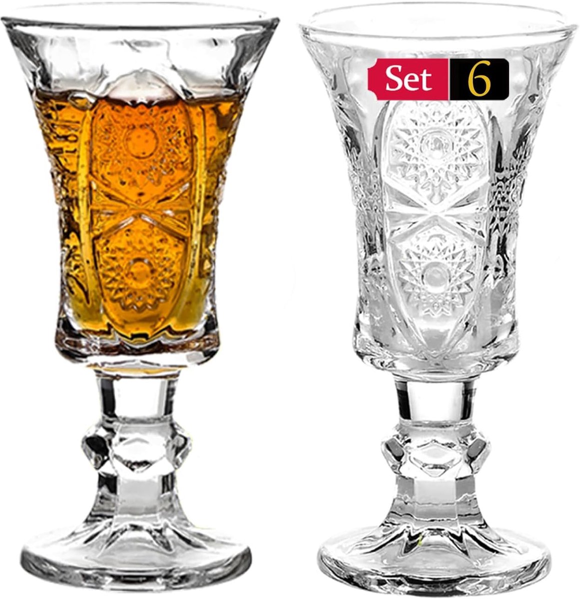 Sherryglazen set van 6 - Hoge kwaliteit, loodvrij glas - Vaatwasserbestendig - Perfect voor Port en Limoncello - ShopVlot