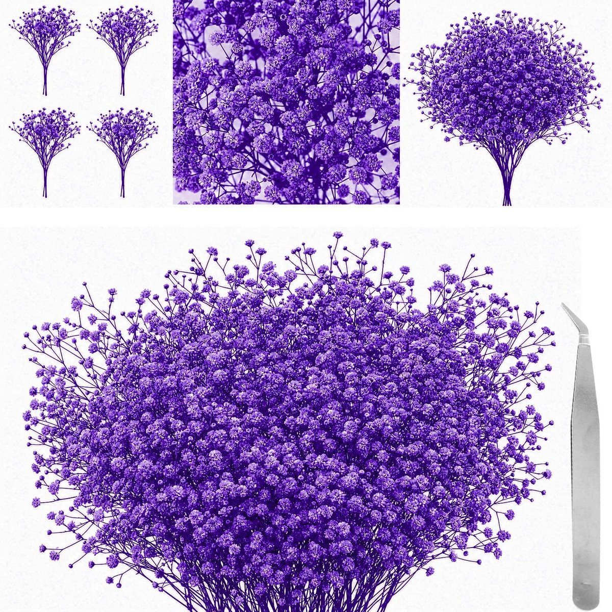 Gedroogde Gipskruid Bloemen 60 Stuks - Natuurlijke Gypsophila - Paars - Perfect voor DIY Knutselen - SnelShoppen