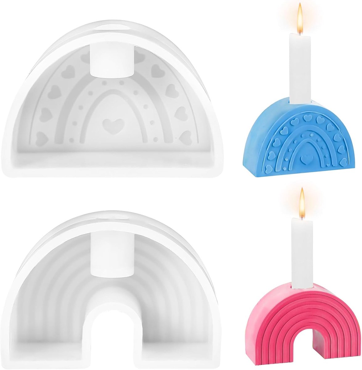 Cadeauhouder silicone 2 stuks - Regenboogvorm - Unieke DIY kaarsenhouder - Perfect voor decoratie - SnelShoppen