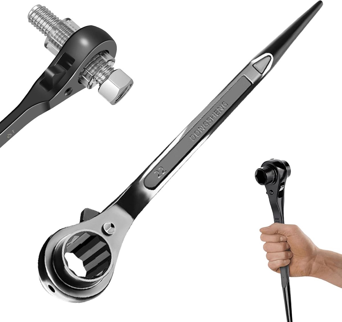 Scaffolding ratchet 19/22 mm - CR-V staal - rechts/links schakelbaar - multifunctionele gereedschap - SnelShoppen