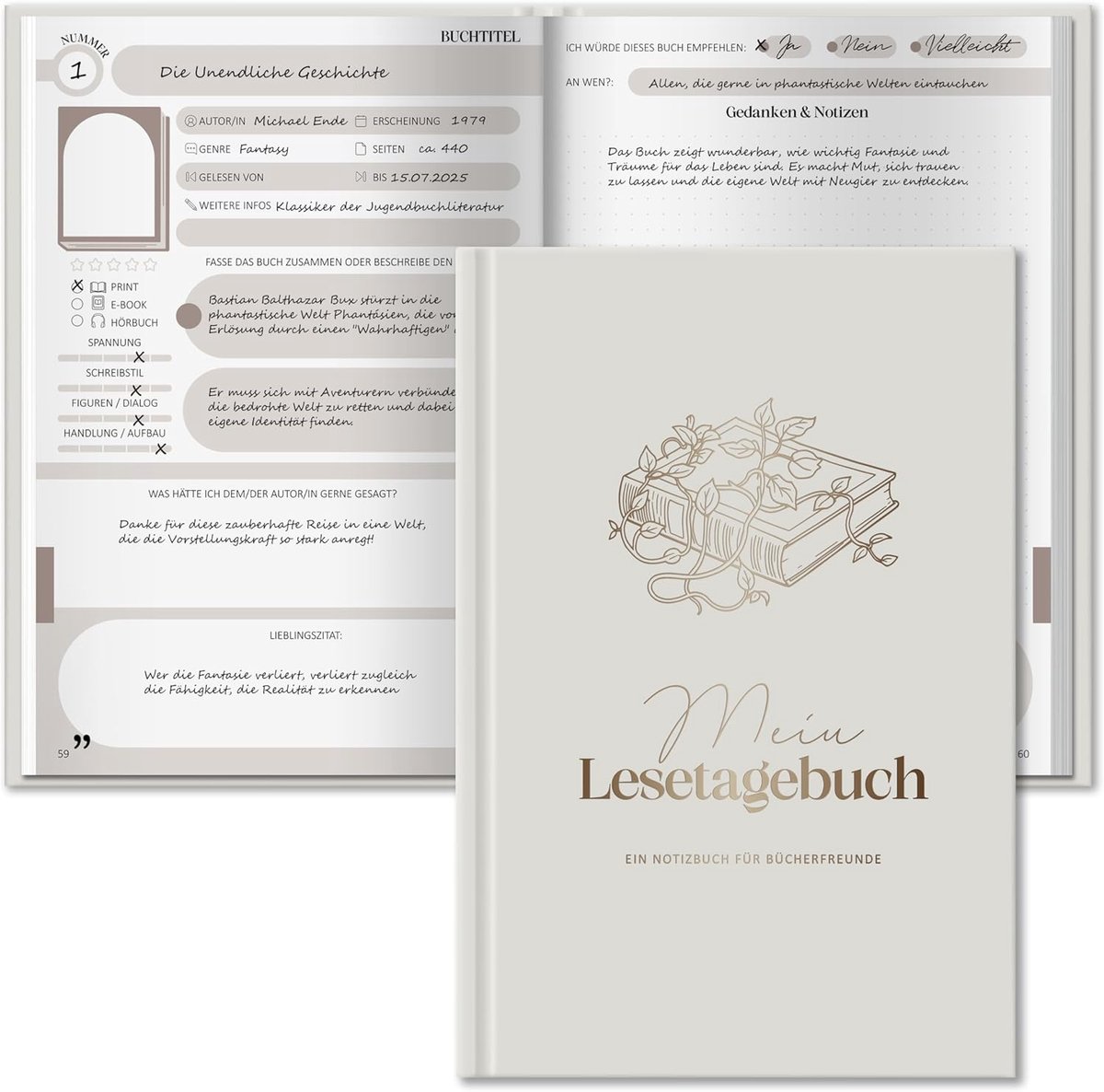 Journal beige tendril pattern - notitieboek - A5 formaat - perfect voor creatief schrijven - SnelShoppen