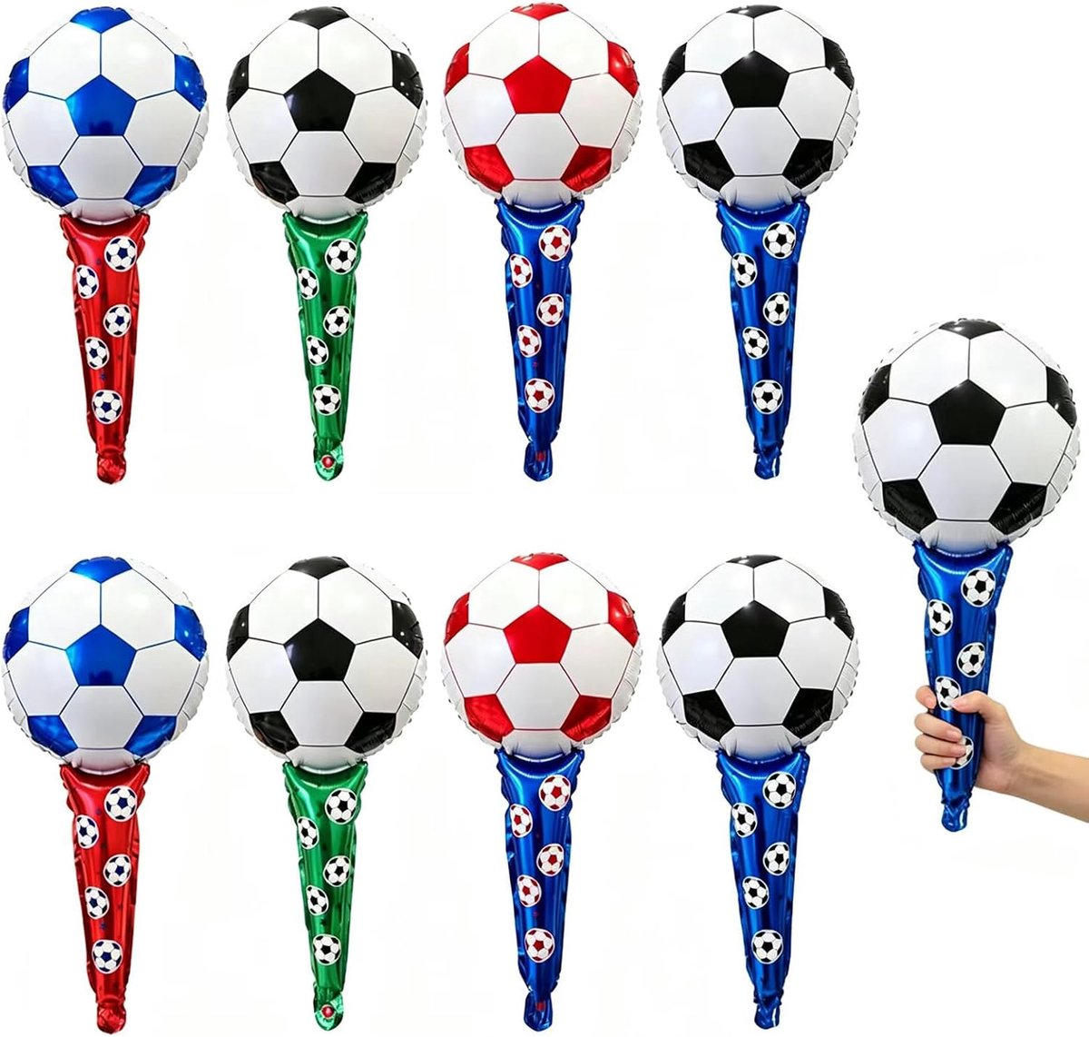 SnelShoppen - Opblaasbare Boksstokken Set van 8 Stuks - Herbruikbare Voetbal Supporters - Ideaal voor Sportfeesten, Voetbalwedstrijden en Feestelijke