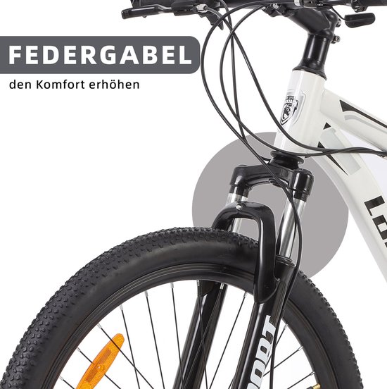 FloraGrace Mountainbike - Hardtail - 28 Inch - IJzer - Wit - Voor Heren En Dames - Voor Stad En Terrein - Met Voorvorkvering En Schijfrem — afbeelding 2